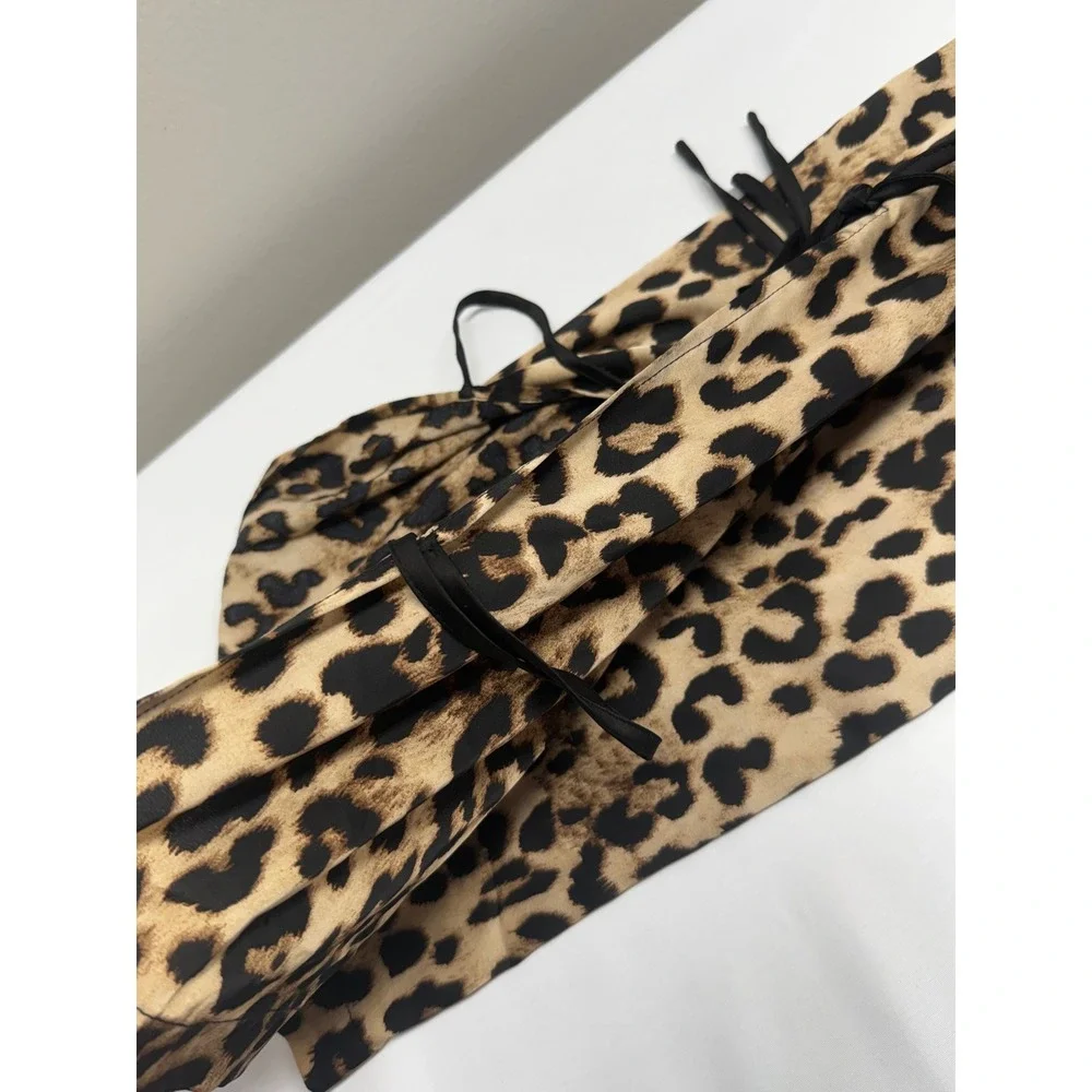 Wishlist Leopard Print Side Tie Jogger Pants Women Small Brown Black Relaxed Fit